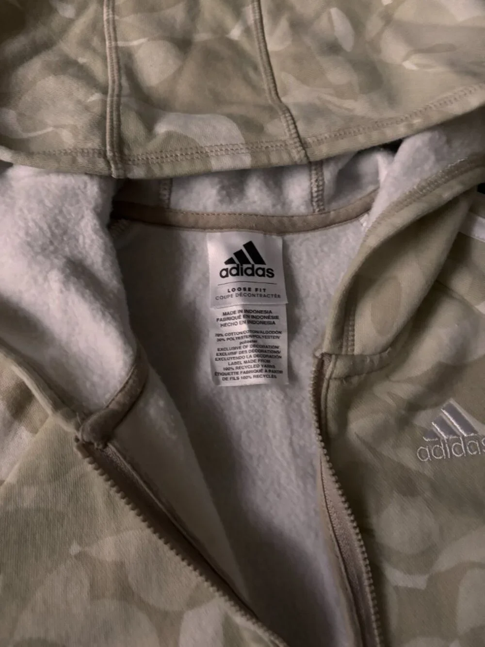 Adidas Girl's Loose Fit Abstract Print Zip-Up Hoodie & Jogger Tracksuit Set